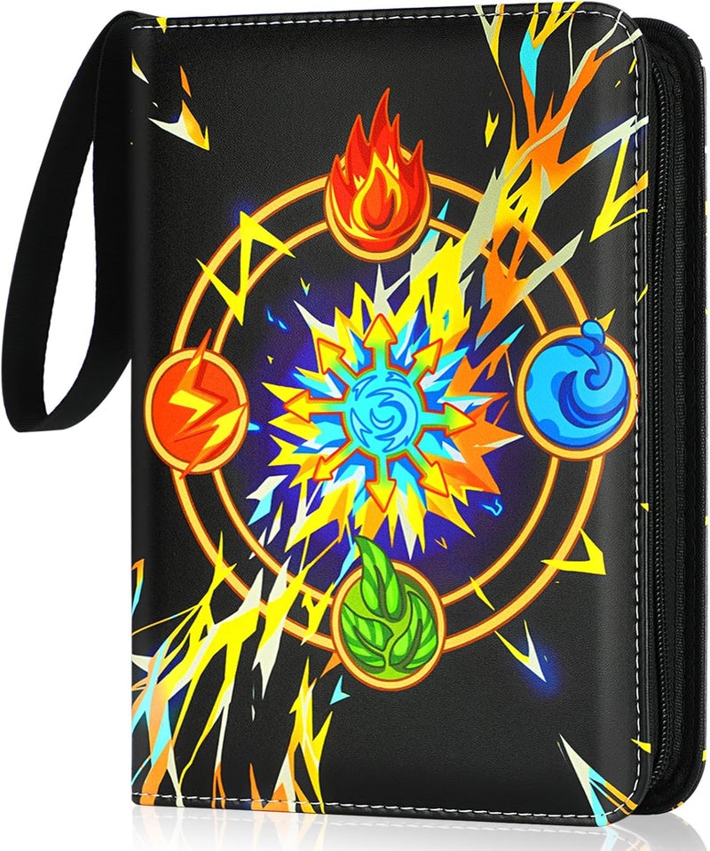 Minkeytal Card Binder for Cards, 4-Pocket Trading Card Binder with 50 Removable Sleeves Fits 400 Cards, Great Creative Design Card Collection Binder Album Gift for Boys Girls Aged 4 to 16 - Image 1